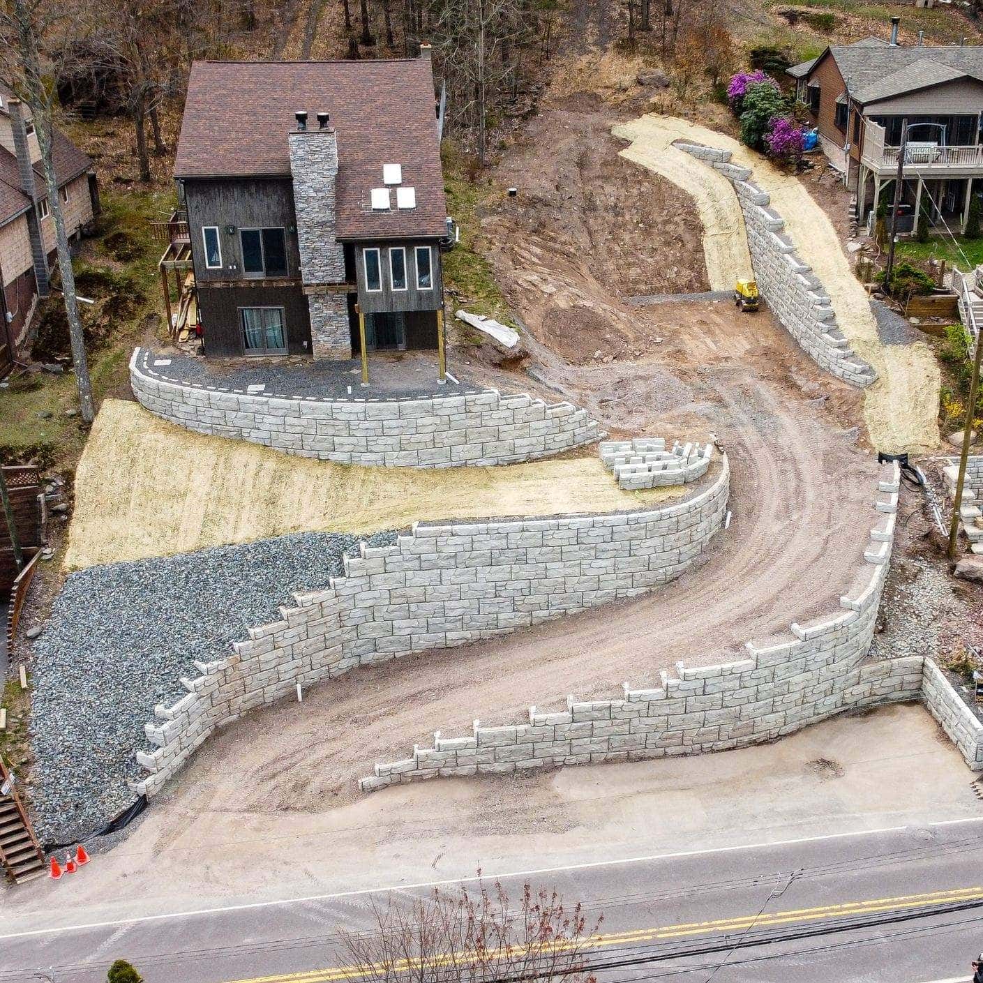 Driveway and parking lot for residential MagnumStone walls