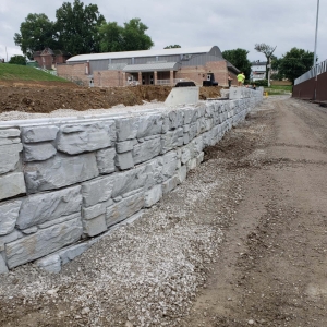 MagnumStone Football Stadium Retaining Wall Install