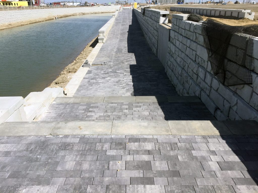 MagnumStone Geogrid Retaining Wall Canal Landing