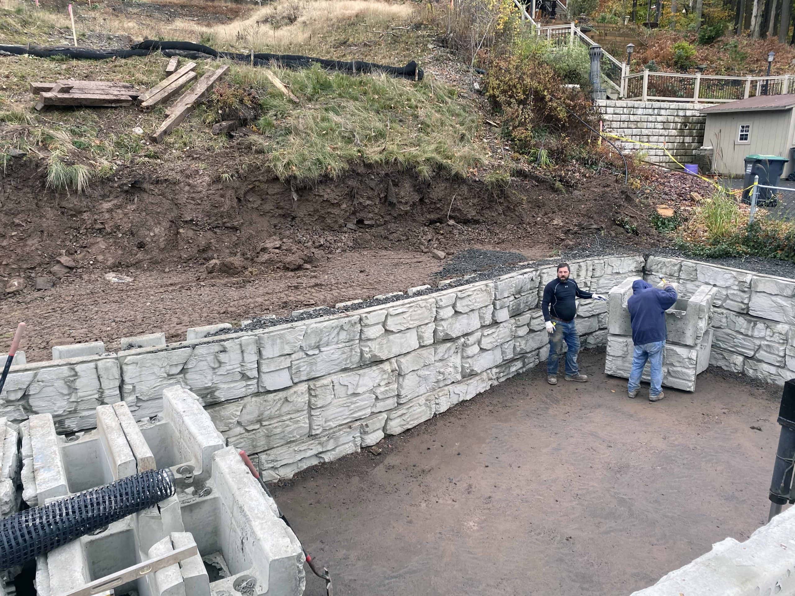 MagnumStone Geogrid retaining wall at Harvey's Lake, Pennsylvania