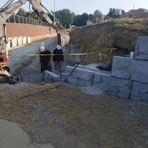 MagnumStone Retaining Wall Base Course at Monarch Stadium