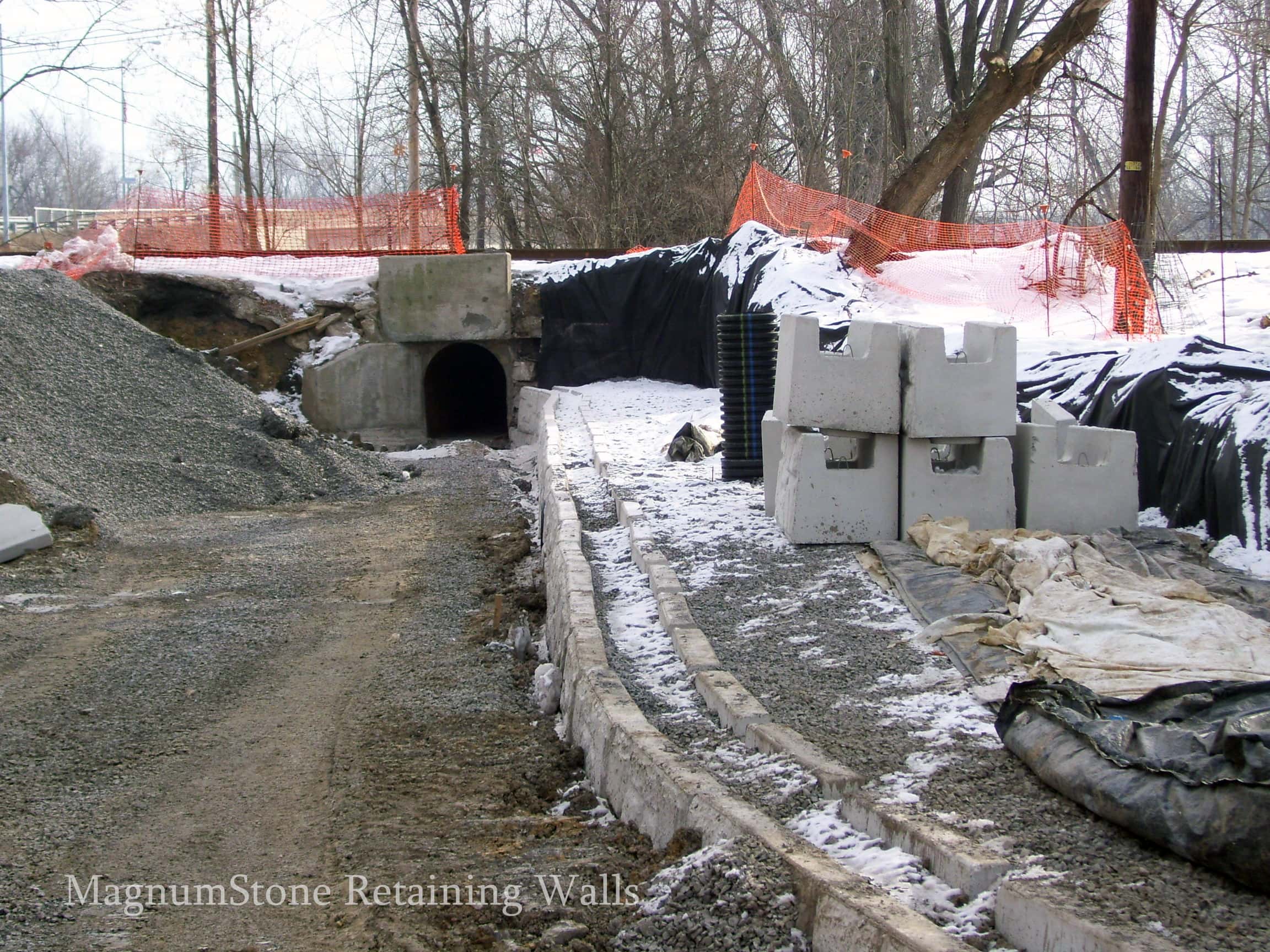 MagnumStone Retaining Wall Base for Stormwater System