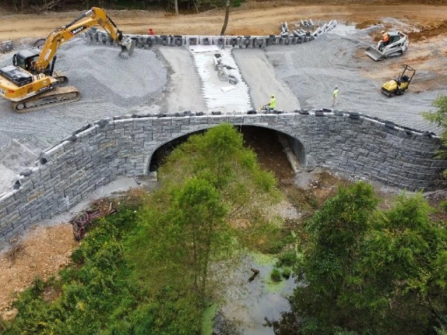 MagnumStone Retaining Wall Bridge Near Completion