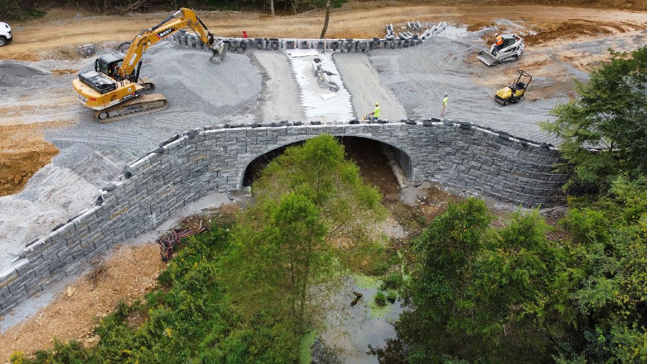 MagnumStone Retaining Wall Bridge Near Completion