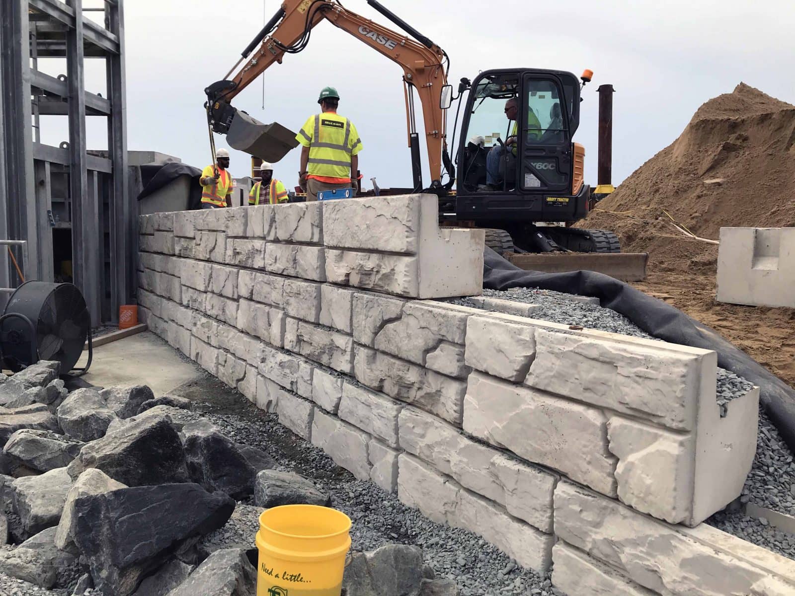 MagnumStone Gravity Retaining Wall Installation Equipment, Poplar Island, MD
