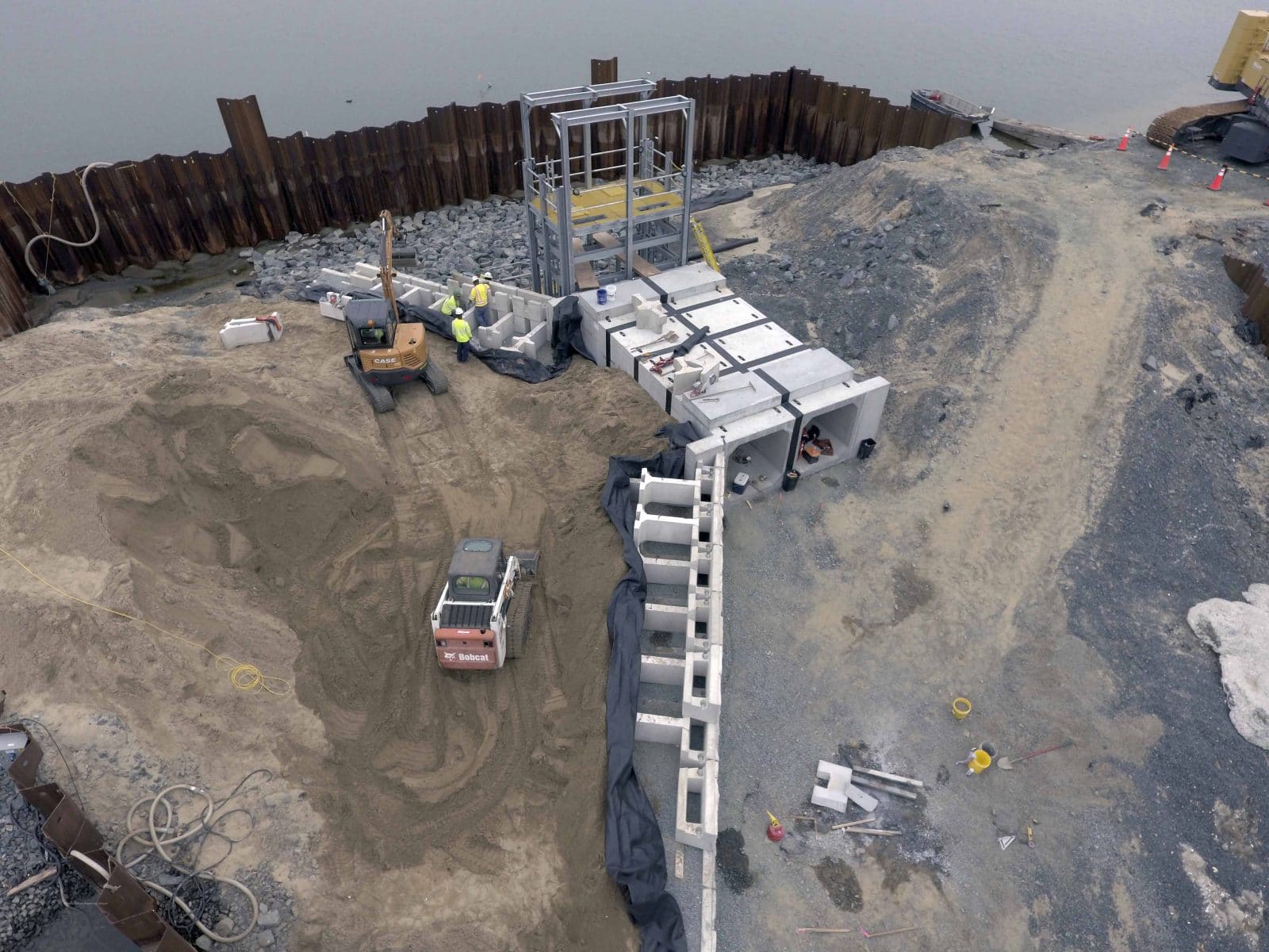 Aerial View of MagnumStone Gravity Retaining Wall at Poplar Island, Maryland