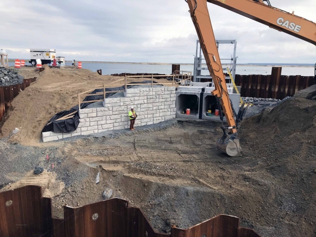 MagnumStone Gravity Retaining Wall Preparation Poplar Island