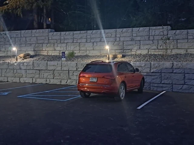Parking area hardscape lighting MagnumStone blocks