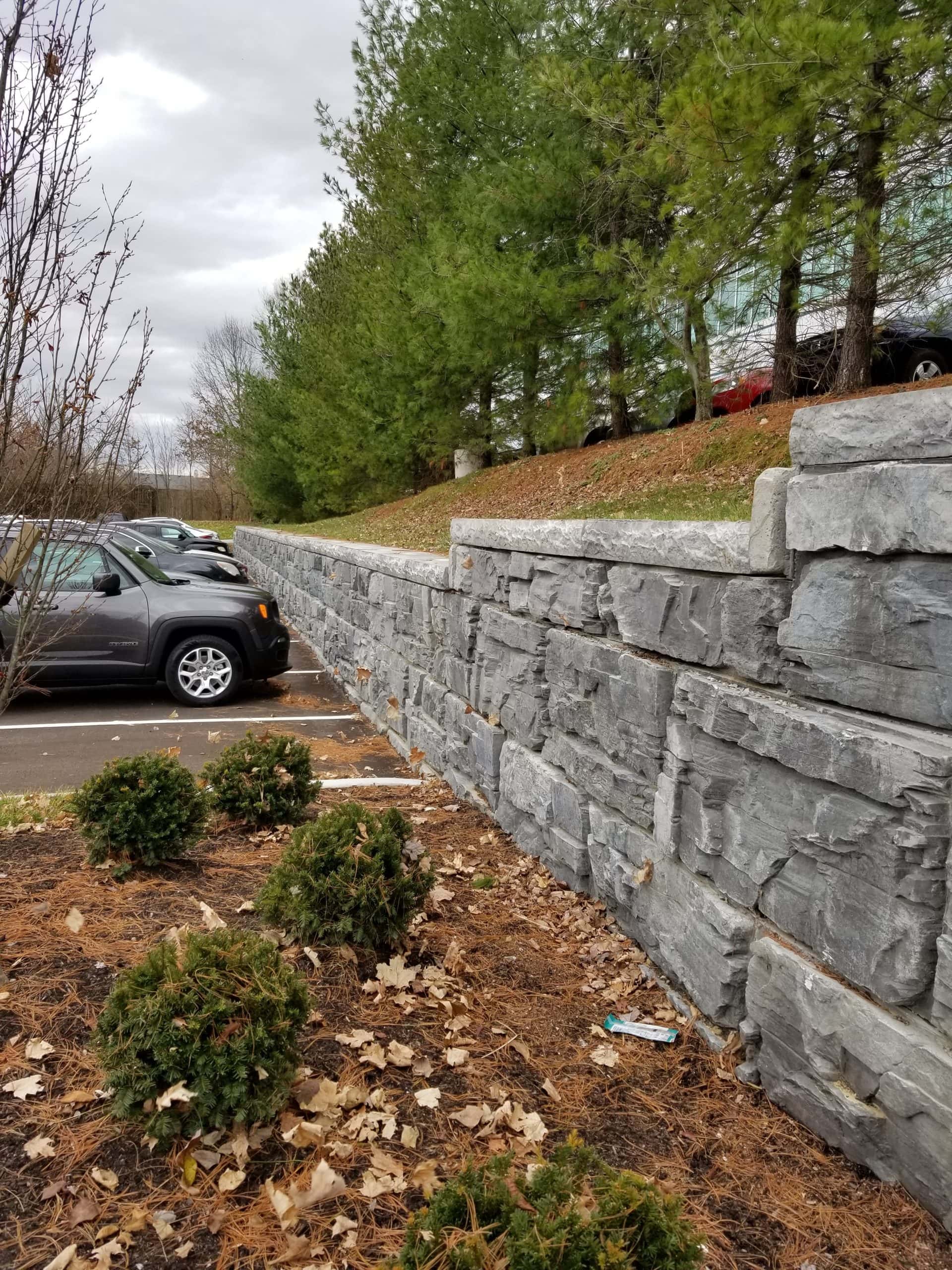 Parking lot in Lexington, KY, MagnumStone wall
