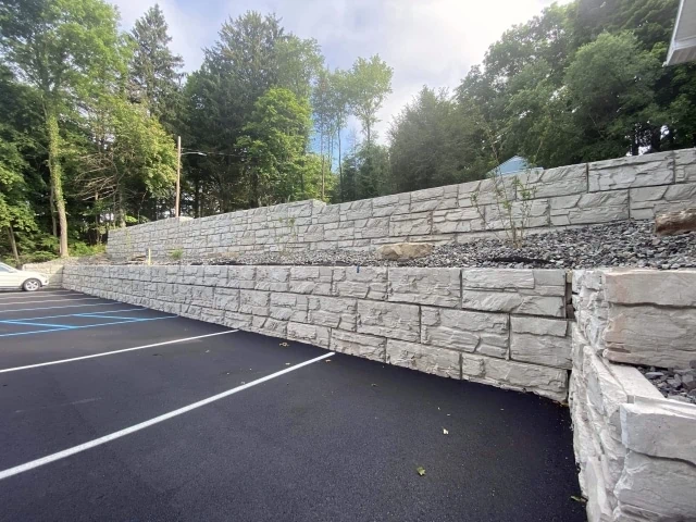 Tiered MagnumStone parking area wall in Clark's Summit, PA, USA