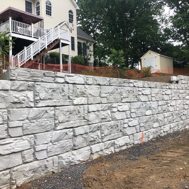 MagnumStone Gravity Retaining Wall utilizing top block