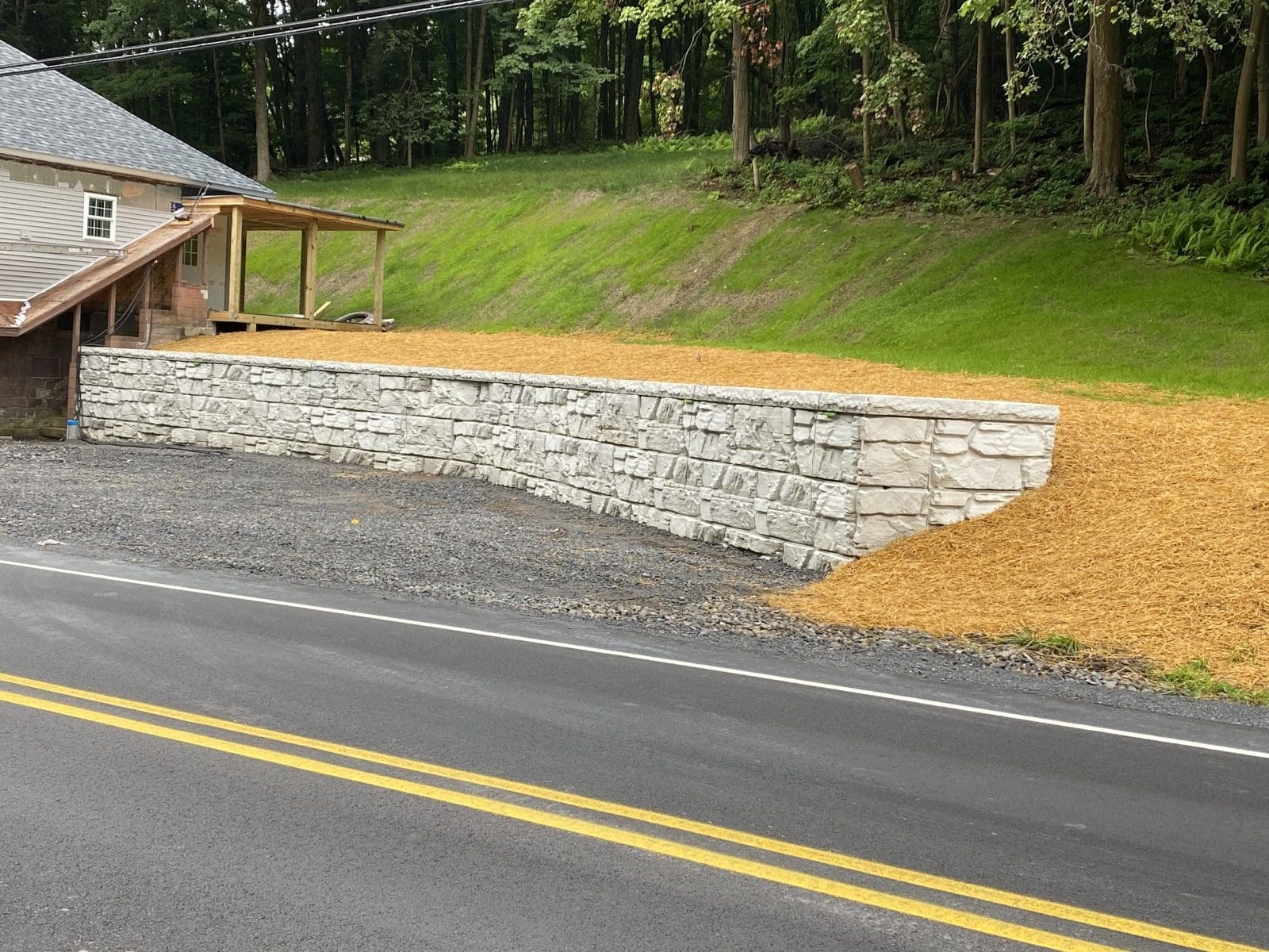 MagnumStone Gravity retaining wall parking lot extension