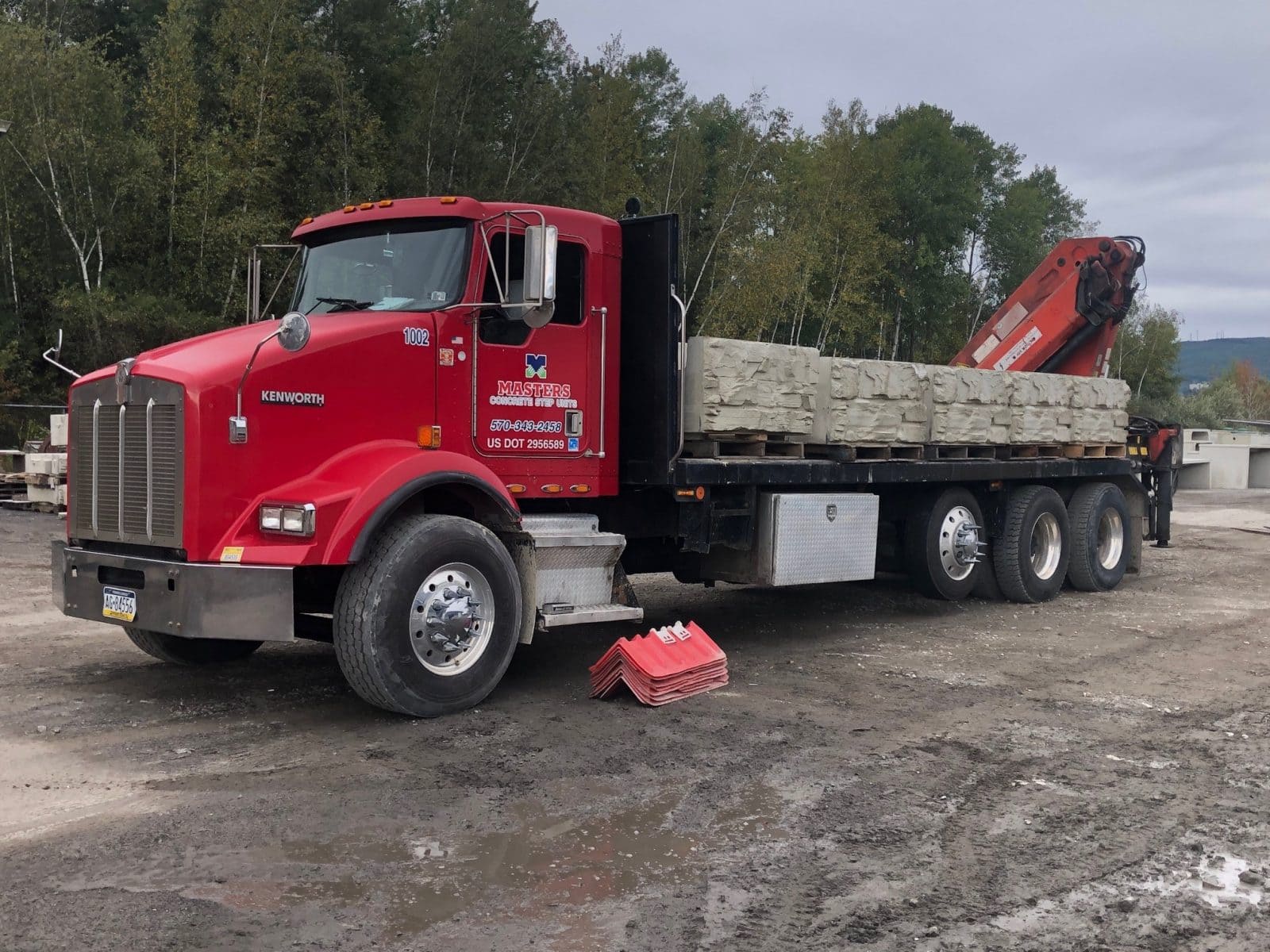 MagnumStone block units being shipped on a flatbed delivery truck
