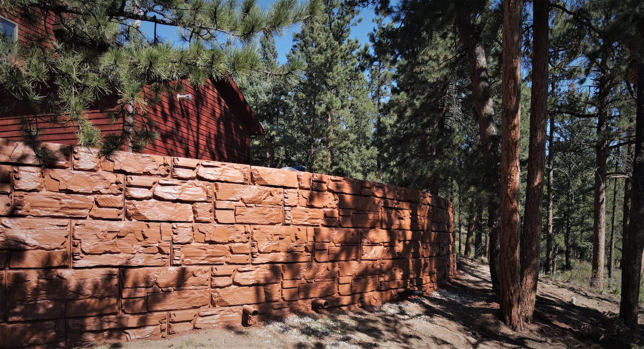 Curved MagnumStone retaining wall in the mountains of Colorado.