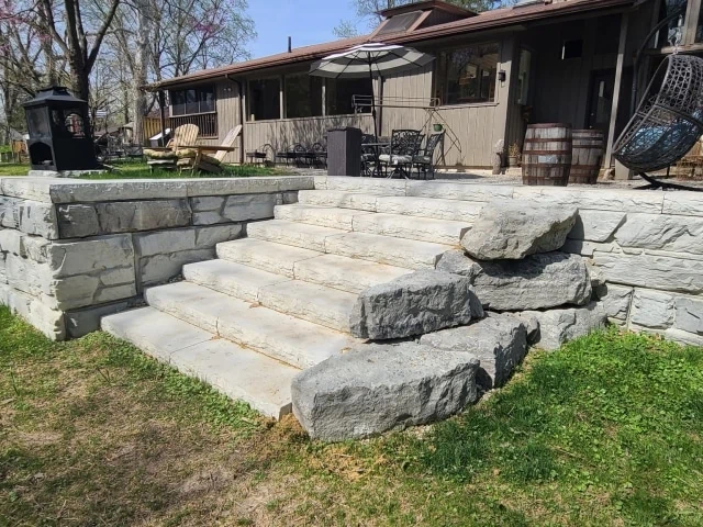 MagnumStone retaining wall caps as stairs.