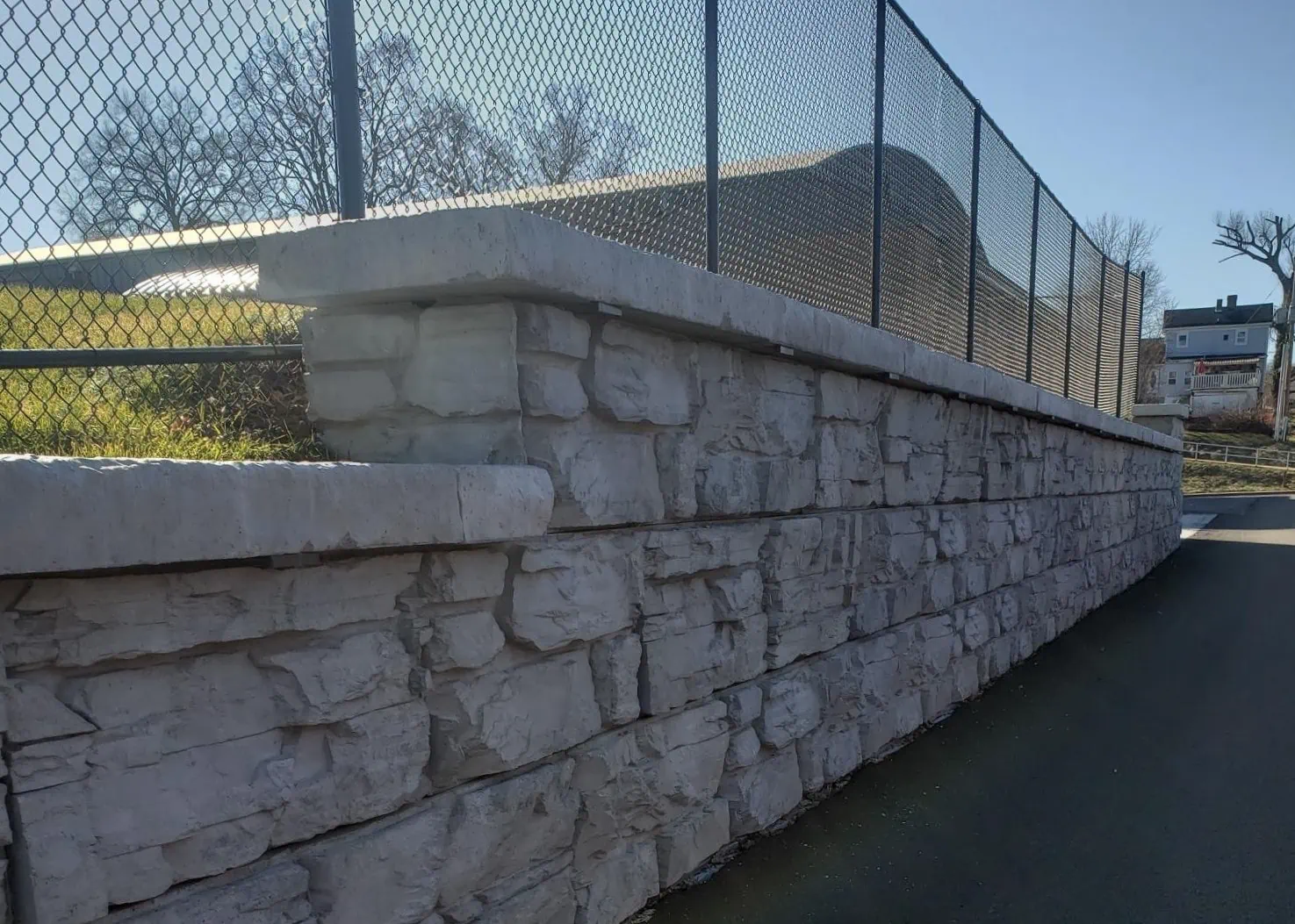 MagnumStone Retaining Wall Step-Ups and Cap Units.