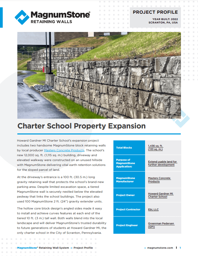 MagnumStone Retaining Walls School Extension - Downloadable PDF.