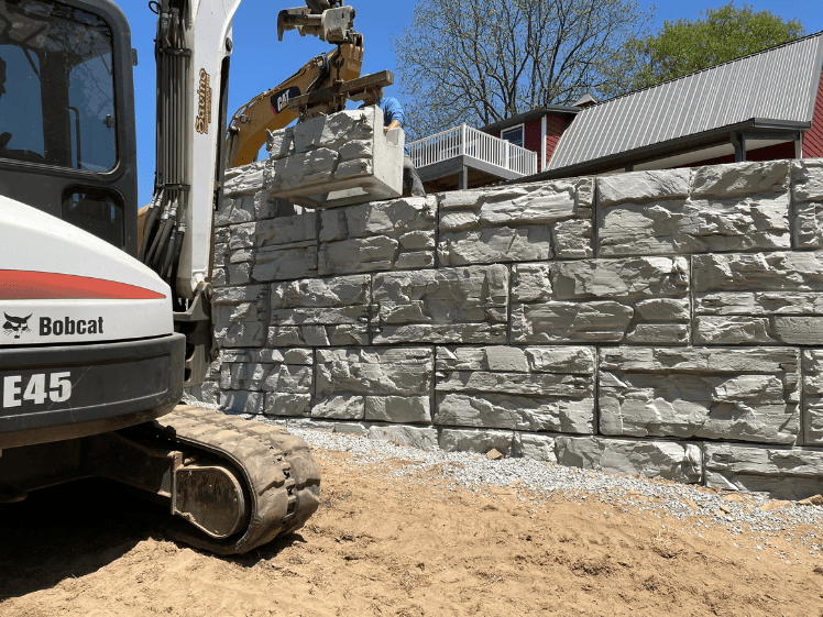 MagnumStone precast blocks are easy to install with small crews.
