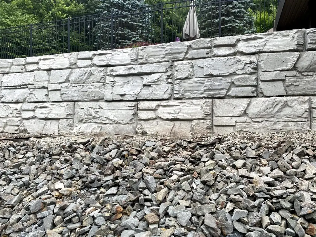 Finished MagnumStone retaining wall for residential property.