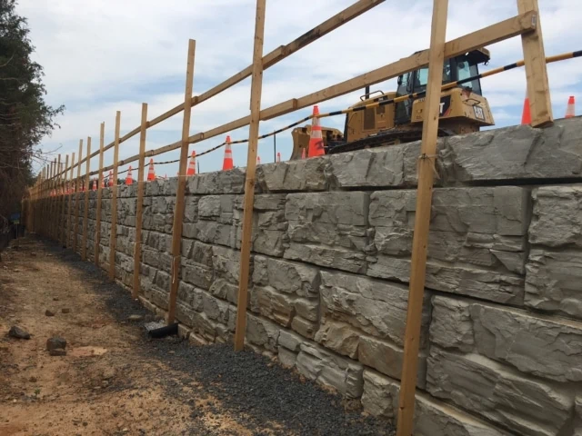 MagnumStone Retaining Wall construction.