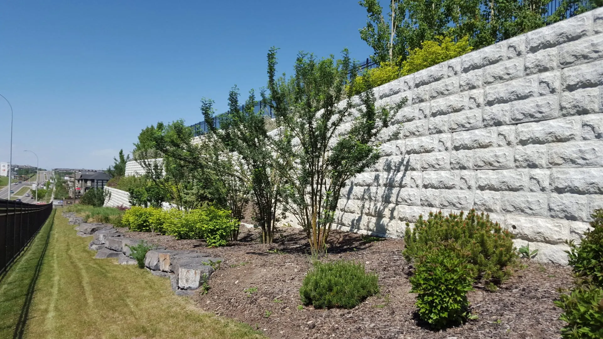 Landscaped MagnumStone Plantable Wall.