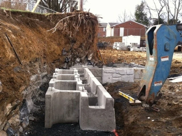 MagnumStone Gravity Wall for Apartment Building Parking Area.