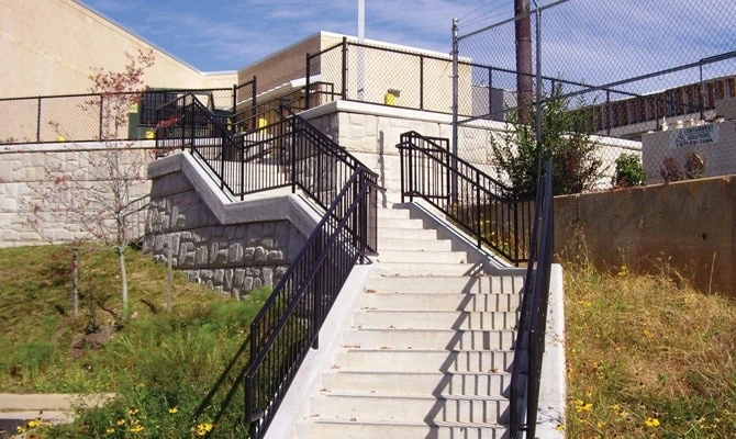 MagnumStone's versatile blocks build walls and stair designs.