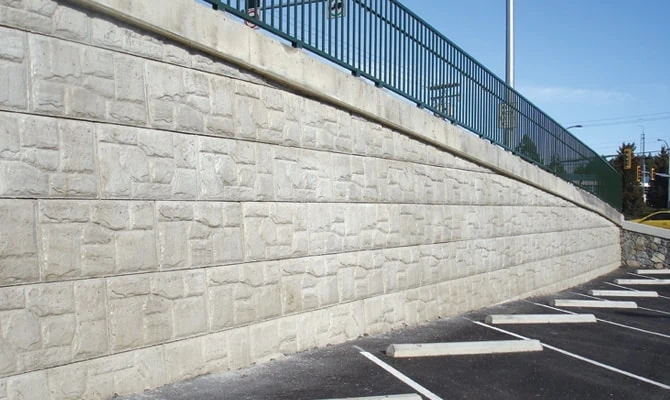 Parking Lot Retaining Wall with Active Loading Above.