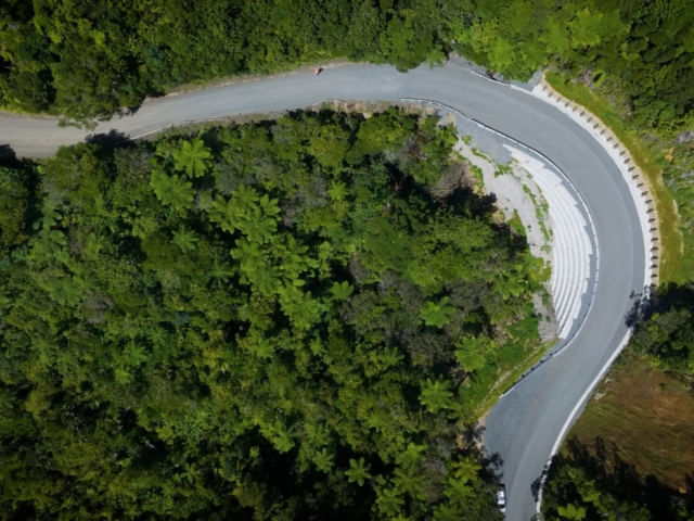 Completed MagnumStone retaining wall landslide repair.