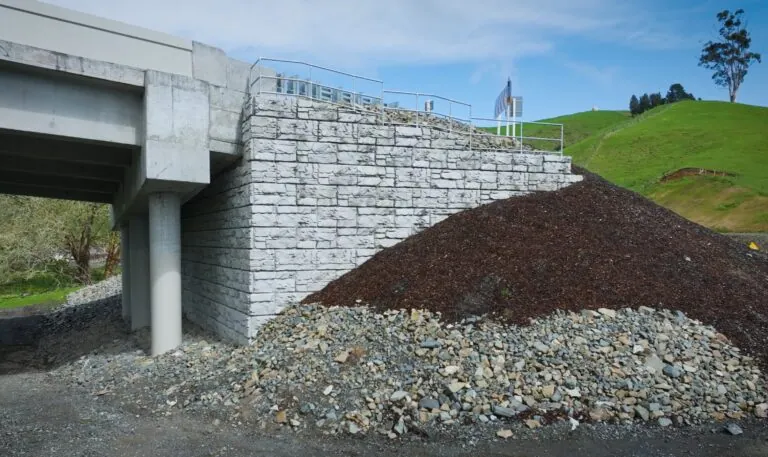 Kopaki Bridge Abutments with MagnumStone Geogrid Retaining Walls.