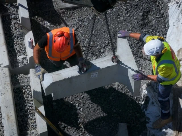 MagnumStone block install for landslide repair.