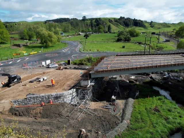 MagnumStone bridge abutment installation.