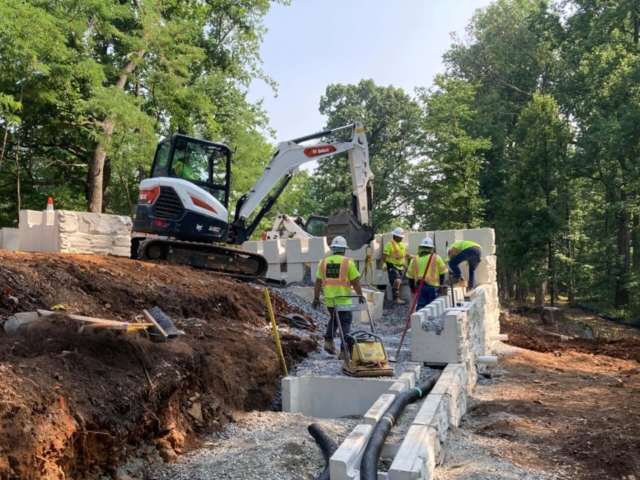 MagnumStone gravity extender retaining wall.