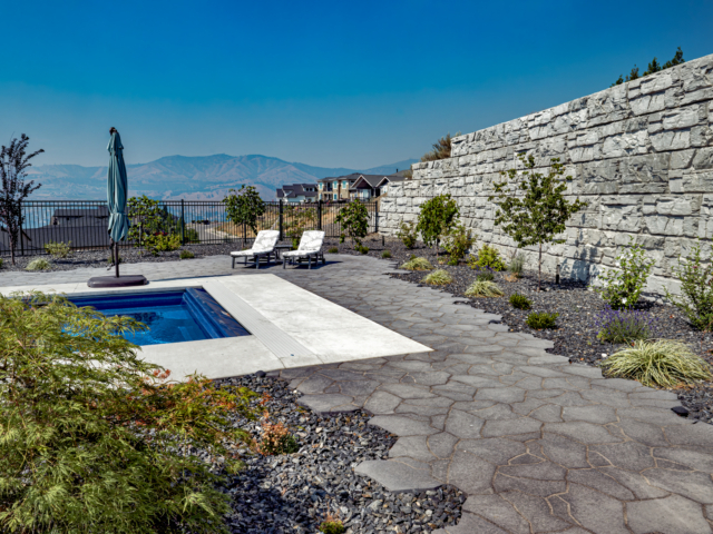 Gravity retaining walls extend usable space. Gravity retaining walls extend usable space.