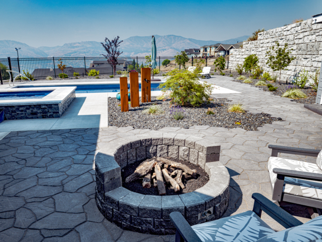 MagnumStone walls create space for backyard. MagnumStone walls create space for backyard.