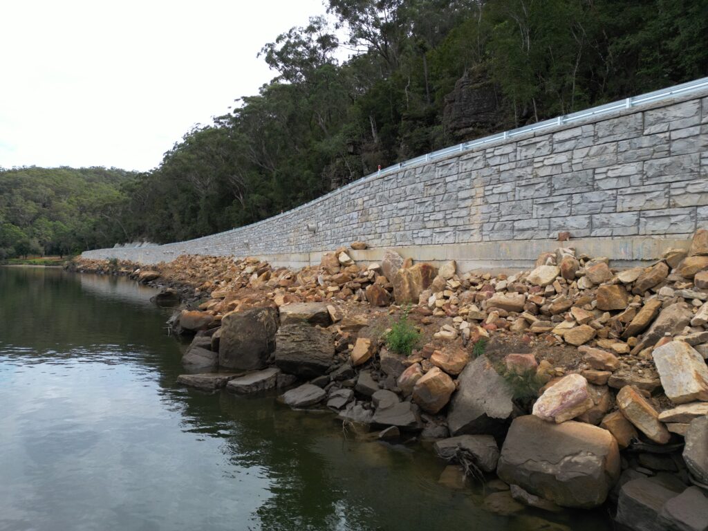 MagnumStone Retaining Wall Riverbank Restoration Road Repair Project.