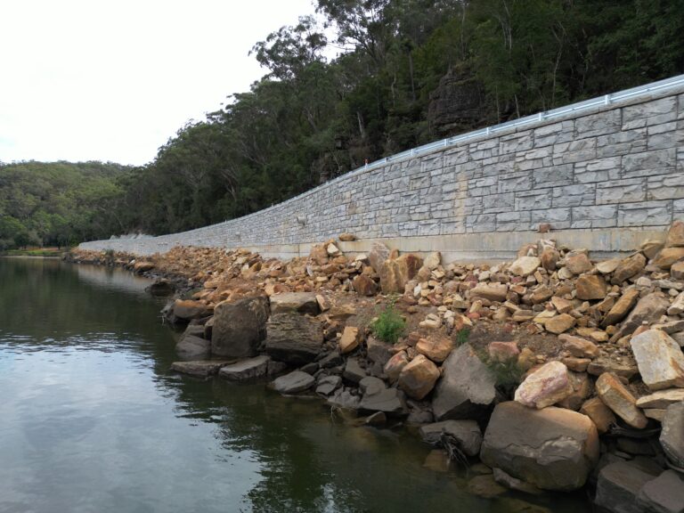 MagnumStone Retaining Wall Riverbank Restoration Road Repair Project.